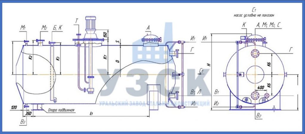 Чертеж емкости ГКК в Перми